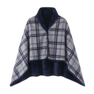 Wearable Plaid Fleece Blanket With Button Warm Throw Blanket Office Shawl Wearable Nap Air Condition
