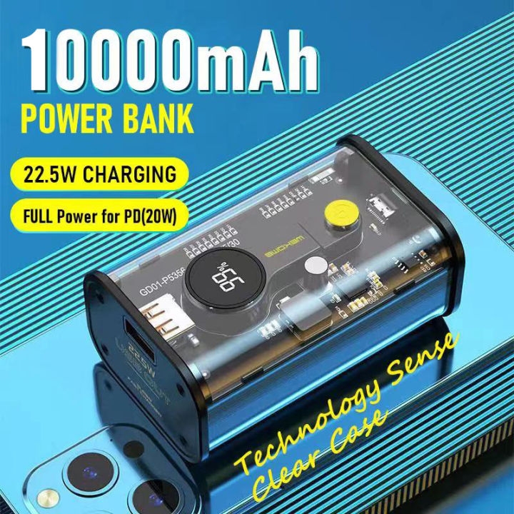 【KOPEC】10000mAh Transparent PowerBank PD 20W Mini Portable Battery QC