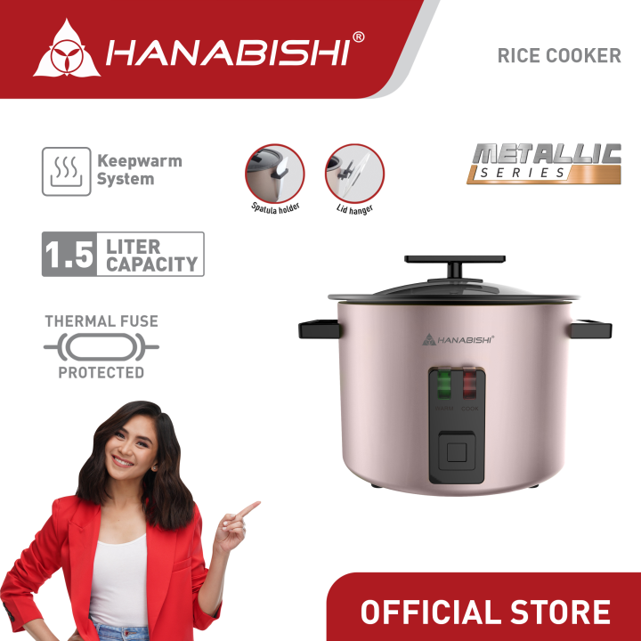 Hanabishi Rice Cooker Metallic Series HRCPT Teflon inner pot Good for 7 ...