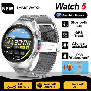 2025 นาฬิกาใหม่ 5 สมาร์ทวอทช์ผู้ชาย หน้าจอ HD AMOLED 1.53" GPS ติดตาม อัตราการเต้นของหัวใจ ผ่านบลูทูธ เข็มทิศ ความสูงและความกดอากาศ สมาร์ทวอทช์