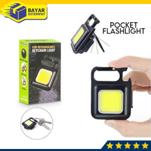 Mini COB Keychain Light Lampu Senter LED Portable USB Gantungan Kunci