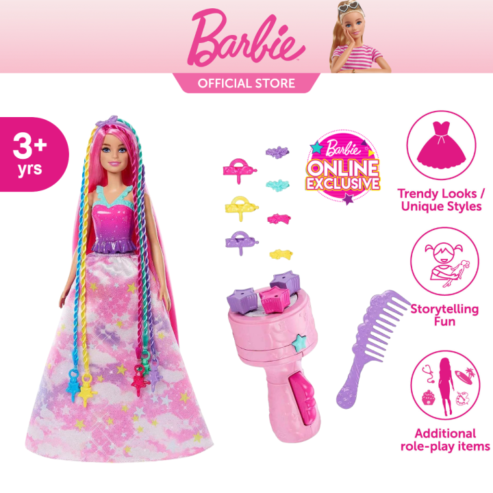 Barbie Dreamtopia Fairytale Twist n Style Doll in Pink Hair with Rainbow Extensions Twisting Tool and Styling Accessories Playset Children Toys Gift for Girls Kids ages 3 years and above Lazada PH