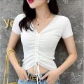Villing Serut RIB | Atasan Wanita Crop Top Vneck Serut. 