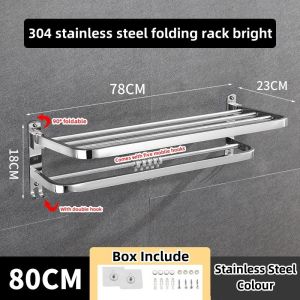 Stainless Steel 304 Bathroom Towel Rack Toilet Towel Hanger Shampoo Holder Shelve Rak Tuala 40cm/50cm/60cm 不锈钢毛巾架免打孔