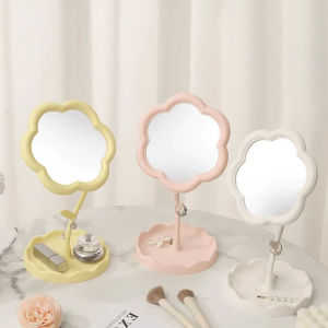 Vintage Flower Make Up Mirror Rotatable Desktop Vanity Mirror Aesthetic HD Cosmetic Mirror