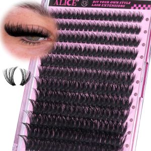 280Pcs Wispy Individual Lashes DIY Eyelash Extensions 8-16MM D-Curly Lash Extensions Lash Clusters 80D Cluster Eyelashes DIY at Home by ALICE
