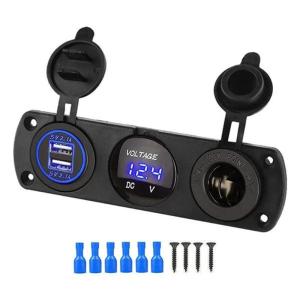 Digital Voltmeter For Car Marine 12V-24V Switch LED Panel 3 IN 1 Outlet Combination Double USB Port for Car Motocycle