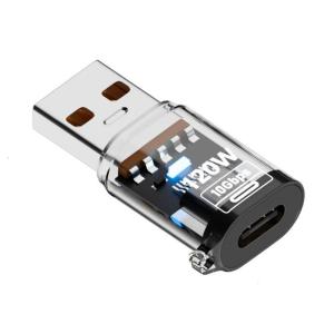 Type-C to USB A Converter with Light Support 120W Charging 10Gbps Data Transfer USB-A Extender Clear Shell OTG Adapter