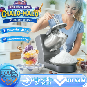 High Power Ice Crusher Machine Aluminum-Made Electric Ice Shaver Maker for Halo-Halo Snow Cone Drinks Home Cafe