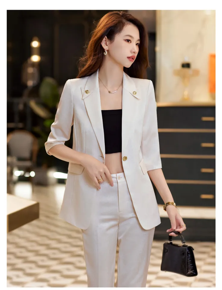 White Business Suits Women, Ladies Suits Design Korean