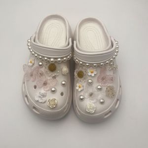 Crocs Charms Shoes Accessories Blue Butterfly Detachable Pearl Shoe Chain Shoe Buckle Decoration for Crocs