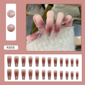 【With Glue】24PCS simple multicolor Fake Nails making fake Removable wearable nail plate