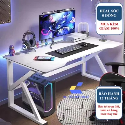 Bàn làm việc Bàn gaming chữ K bàn học chân sắt chống gỉ sơn tĩnh điện chịu tải 100kg tặng giá treo tai nghe đỡ cốc