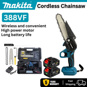 MAKITA Cordless Electric Chain Saw Mini 6 Inch Woodworking Handheld Pruning Chainsaw Garden Portable Cutting Tool Set