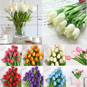 10pcs Tulip Artificial Flower Fake Flower Real Touch Bouquet for Wedding Party Home Outdoor Decor