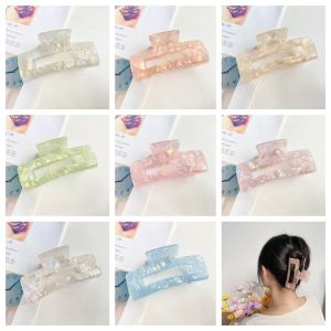 SEETE Shark Clip Acetate Hair Clips Illusory Color Korean Style Acetic Acid Barrettes Retro Hair Grab Clip Geometry Hair Claw Party