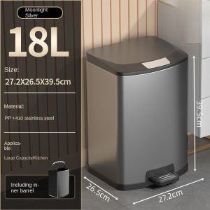 18L Premium Stainless Steel Tall & Thin Pedal Trash Can Bathroom Toilet Kitchen Bin