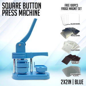 All U Want - 2 Inch Square Badge Maker 50mm with F. Magnet - 100 Set Button Press Kit