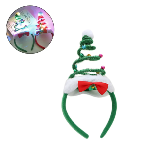 LED Christmas Tree Shape Headbands Headwear Spring Hair Hoop for Christmas Headpiece Fancy Dress Party Supplies
