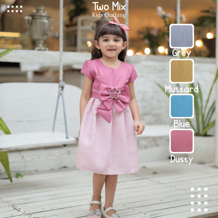 Two mix-girls' dress Lebaran-kids clothes chick Eid Mubarak 1-12