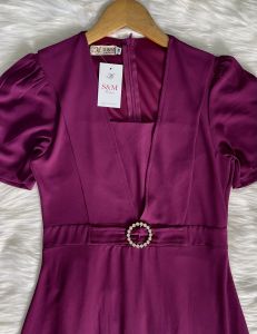 Đầm maxi form dài cổ vuông đính khoen eo tay phồng Misa - MS0327 (Hình thật shop chụp)