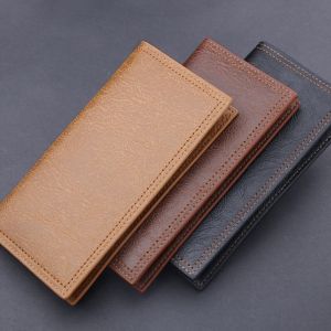 LAOO Multi-position 2 Fold Purse Oil Wax Leather Large Capacity Mens Hand Bag Vertical Square Solid Color Male Leather Purse Male