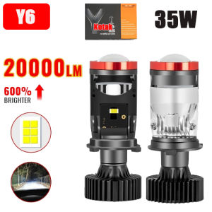 2pcs Lampu LED Utama Y7D Y6D 24 Volt Projector Mini H4 Truk Bus Canter Fuso Tronton Kipas RHD LHB Bi H4 mini Projector H4 projie Cut Off Motor Mobil - Putih