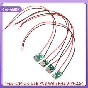 【CANAMEK】 Type-c PCB With Cabel Converter Adapter Micro USB To DIP Female Connector Breakout Board Charging Cable Soldering Board Socket