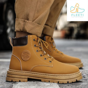 Fleeti Fashionable thick soled British style Martin boots for men and womens soft leather retro hiking boots Summer boots COD