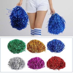 Kids Colorful Metallic Pom Pom Cheerleader Sport Cheer Football