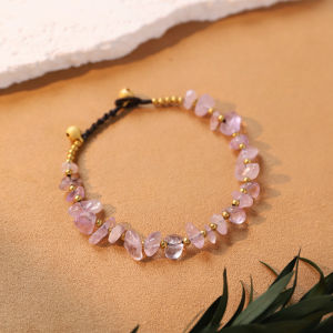Natural Citrine Chip Stone Beads Bracelet Adjustable Braided Rope Healing Crystal Bracelet Handmade Boho Lucky Charm Good Luck Wealth Prosperity Energy Jewelry Spiritual Gift