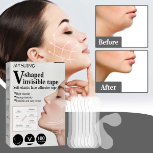 100pcs V shaped Invisible Tape Invisible Face Lifting Stickers Firming Skin Fade Fine Line Wrinkle Sagging