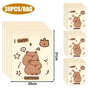 ULTIMATELY SOUVENIR68IR6 30Pcs Self Adhesive Disposable Garbage Bags Capybara Cartoon Desktop Trash Can  Thickened Car Garbage Bags