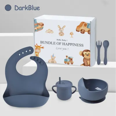 Bevavar 5 In1 Peralatan Makan Bayi Silicone Mangkok Sendok Silikon Bayi Alat Makan Mpasi Bayi Set Free Kotak Hadiah