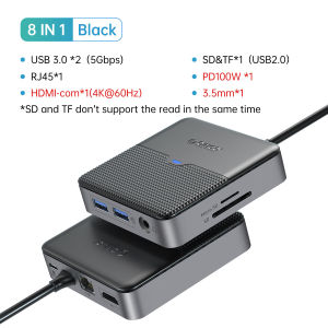Bộ hub chuyển đổi Orico USB Type C sang 4K 60Hz HDMI cổng sạc PD USB 3.0 LAN 1Gbps 2.5Gbps HDMI 60Hz điện thoại laptop
