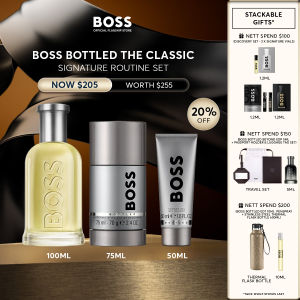 BOSS Signature Routine Set - The Classic (Bottled EDT) ] HUGO BOSS Fragrances BOSS Bottled Eau de Toilette for Men 100ml + BOSS Bottled Deodorant Stick 75ml + Complimentary BOSS Bottled Shower Gel 50ml