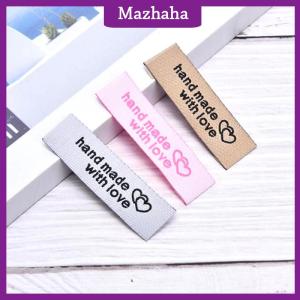 Mazhaha 50Pcs Handmade Fabric Labels Embroidery Printed Tags DIY Sewing Accessories
