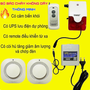 Trọn bộ chuông báo động nhà ở MH1-UPS LƯU ĐIỆN tích hợp 2 cảm biến khói-có nút điều chỉnh âm lượng trên còi-SA1010