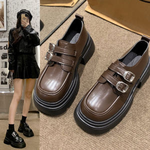 LH Shoes Mary Jane เฟอร์ส้นหนาสไตล์เกาหลี 5 ซม. สูง พื้นรองเท้า สวมใส่สบาย และแมตช์ สำหรับนักเรียน รองเท้าลำลอง