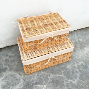 Giỏ Hộp Mây Đựng Đồ Chữ Nhật Pii Home Có Nắp Đậy Kèm Lót Vải Tiện Dụng