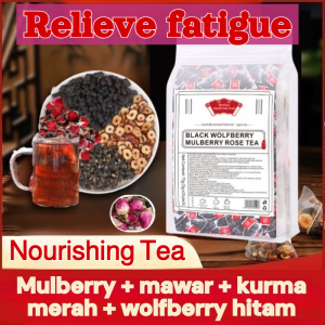【Memberikan energi dan menyehatkan darah】 Teh mawar black wolfberry Teh mulberry mawar dari genus Koth Chula Lampha Detox and Beauty Herbal Tea