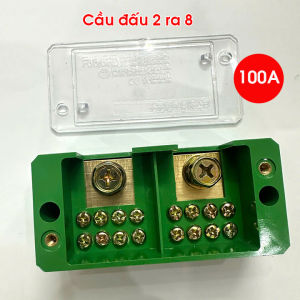Cầu Đấu Chia Dây Điện 2 ra 8 100A  cầu đấu dây điện 2 ra 8 công suất lớn 100A