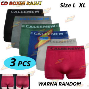 FAST - 3 Pcs Celana Dalam / CD Boxer Pria Laki Cowok Spandek Rajut FASHION MAN Tanpa Jahitan Size L XL XXL