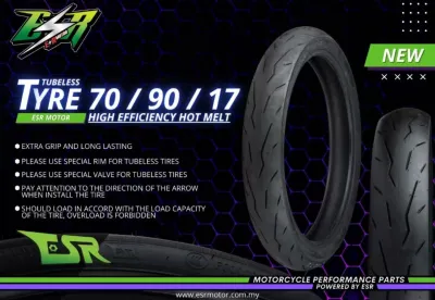 TAYAR ESR 60/80 70/80 70/90 80/80 80/90 90/80 100/70 110/70 120/70 110/70-13 130/70-13 110/80-14 140/70-14 120/70-15 Y15 Y16 LC135 NVX NMAX XMAX WAVE DASH RS150 RSX150 LAGENDA115 Y125ZR FZ150 AVANTIZ SOLARIZ Automotive Motorcycle Tires ESR MOTOR