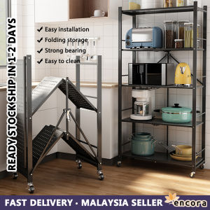 Encora Multipurpose Powder Coated Foldable And High Capacity Organizer Storage Rack With Wheel