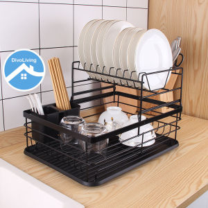 READY STOCK❤️Japanese Style Carbon Steel Dish Rack Lifted Up Type Dish Storage Rack Utensil Racks Kitchen Rack Rak Pinggan Rak Dapur