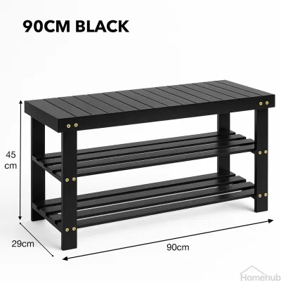 Livora Bamboo Shoe Bench Rack / With Seat / Changing Stool / Entryway / Shoes Storage Organiser / Chair