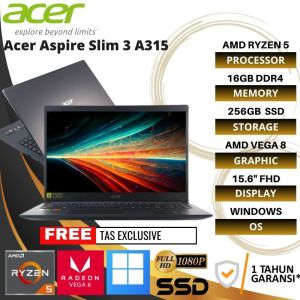 ACER ASPIRE SLIM 3 A315-23-R0EP - 15.6"FHDAMD RYZEN 516GB RAM256SSDVEGA 8BLACK