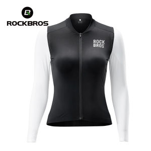 ROCKBROS Women Cycling Jersey Breathable Smooth YKK Zipper Long Sleeves Bicycle T-shirts Sweat Absorption High Elastic MTB Road Bike Clothing