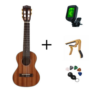 Acouway 28 inch Guitar Guitalele Guitarlele ukulele Sapele body 6 Strings 18 Frets Classical Knob Bundle with bagtunercapo